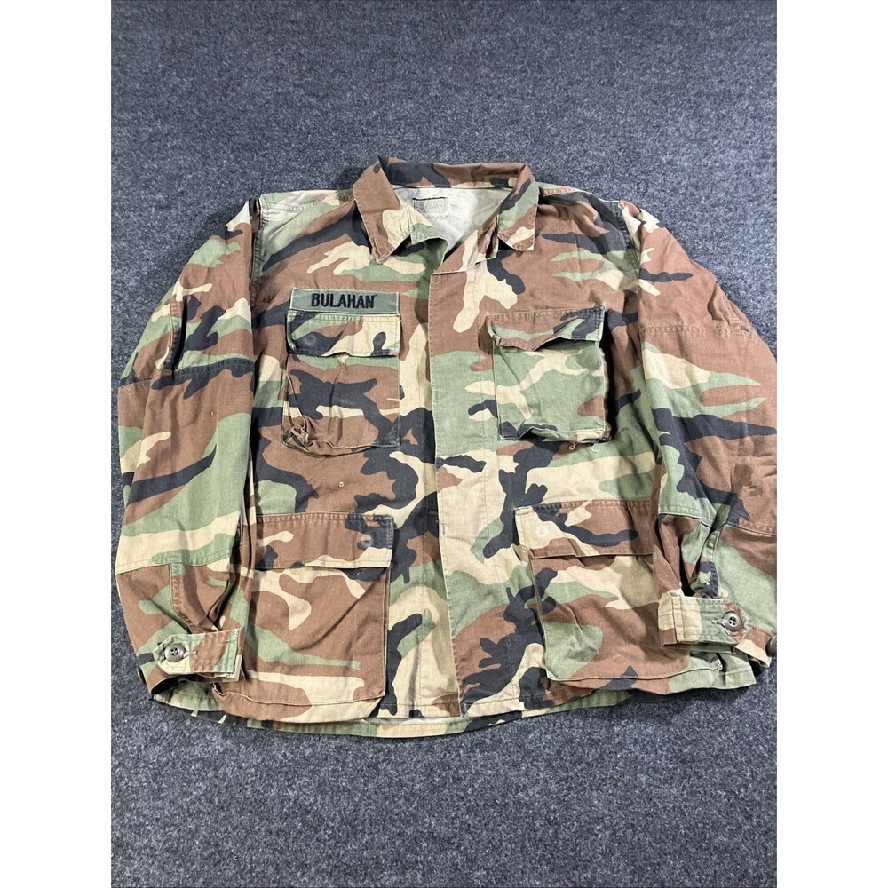 Vintage USGI Woodland Camo BDU Combat Coat Jacket Medium Short M81 Camo